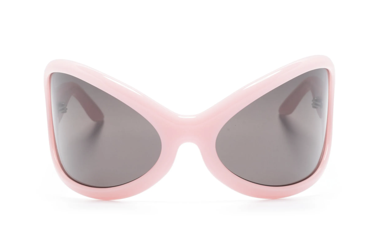 lunettes de soleil oversize roses à monture ronde acne studios