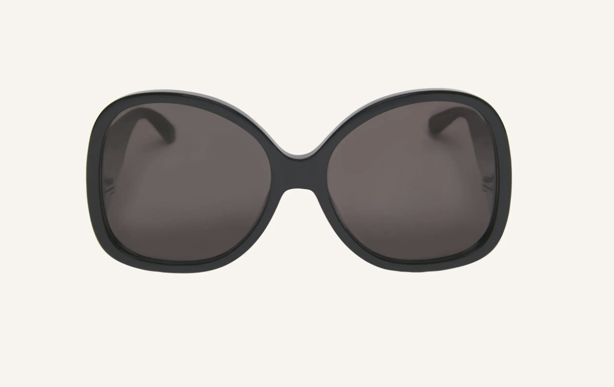 lunettes de soleil oversize à monture noire et ronde courreges