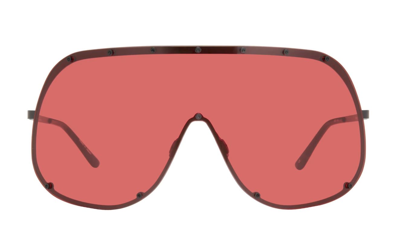 lunettes de soleil masque au verre rouge rick owens