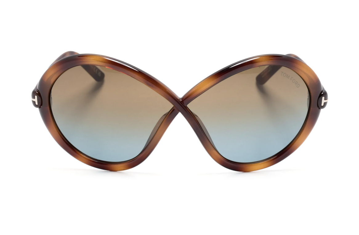 lunettes de soleil à monture ronde et écaille tom ford
