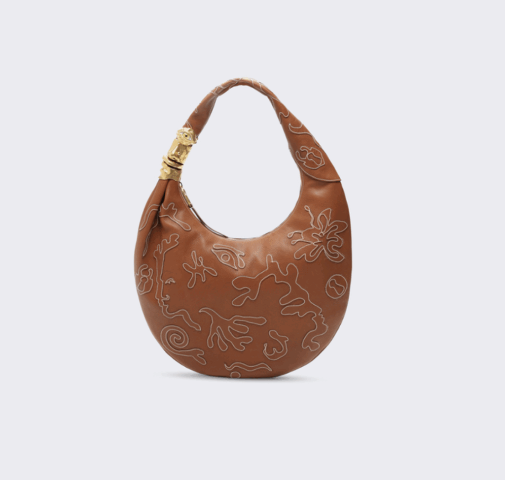 trend embroided brown leather bag schiaparelli fall 2025