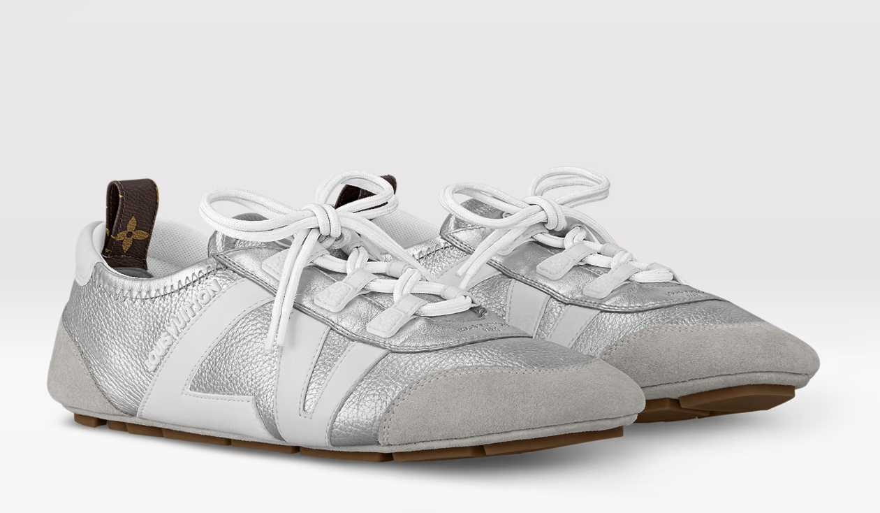 sneakerina en cuir argenté louis vuitton