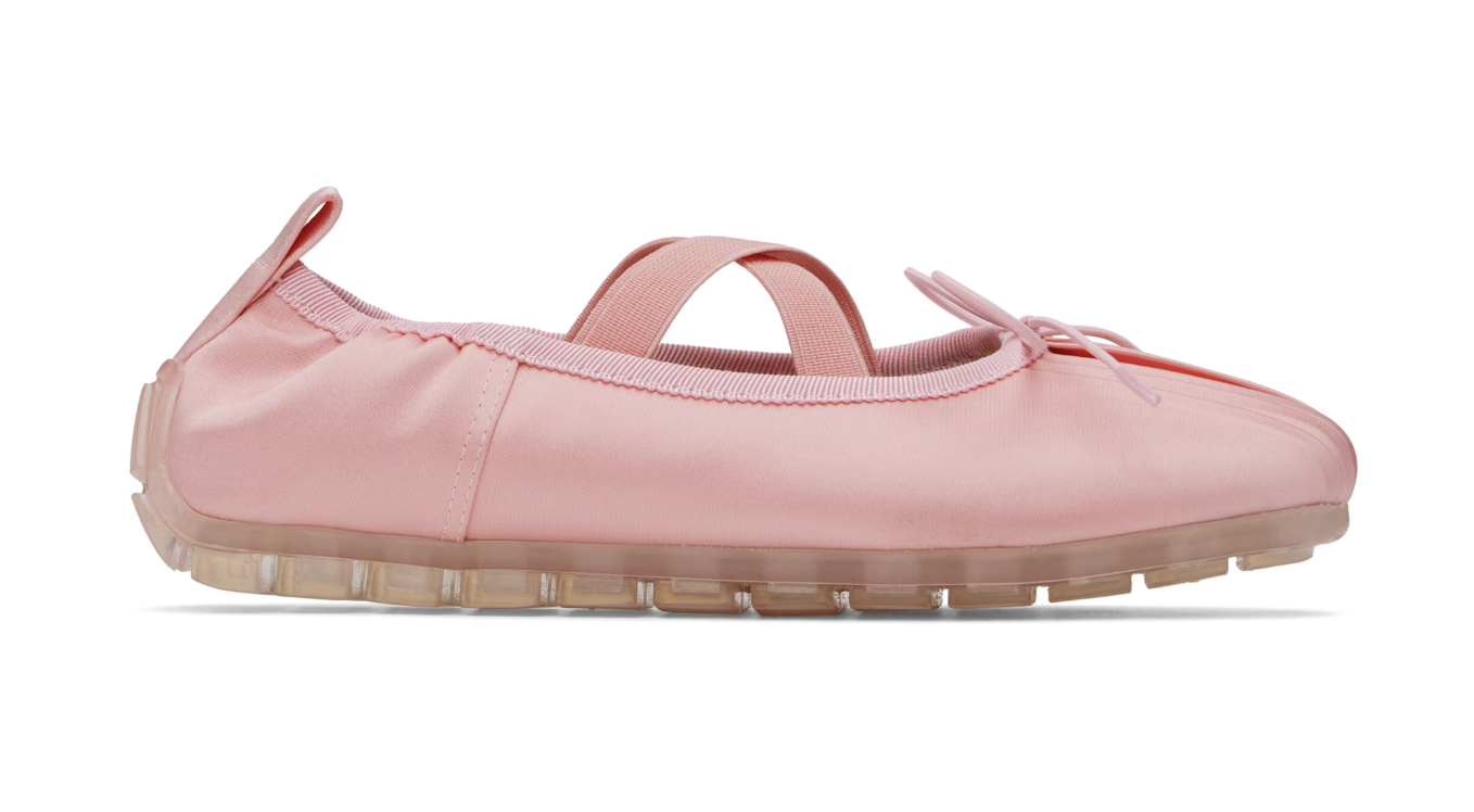 sneakerina ballerines en satin rose simone rocha