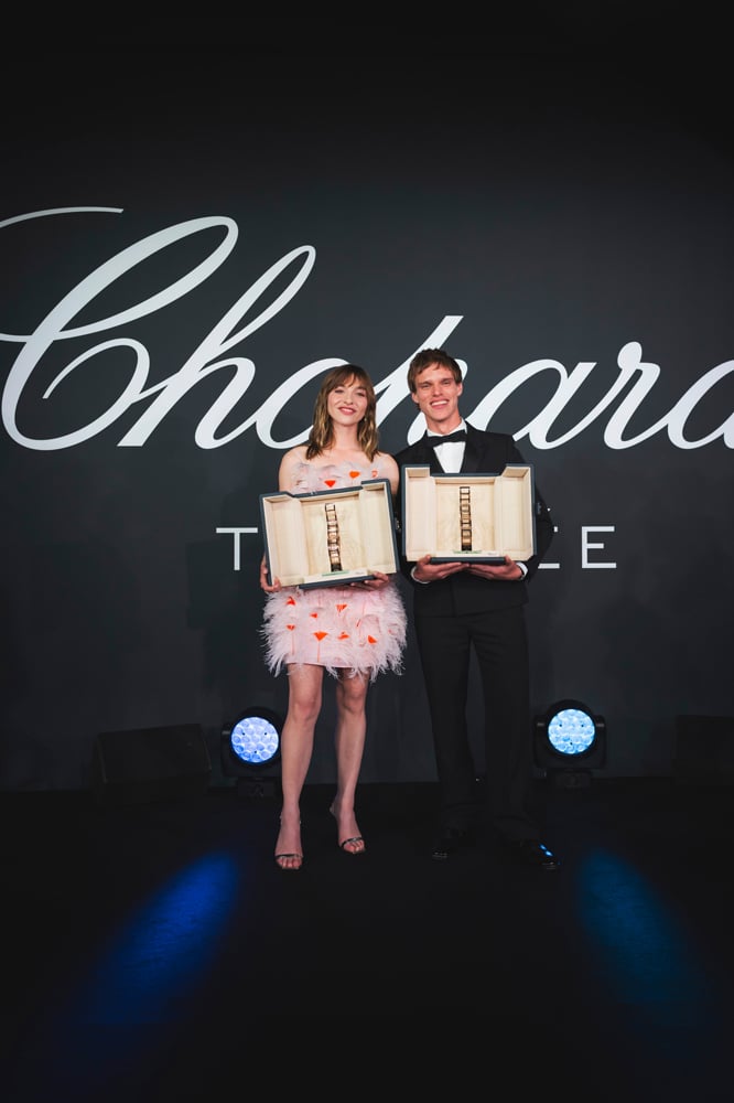 Marie Colomb et Finn Bennett au Trophée Chopard lors du Festival de Cannes 2025.