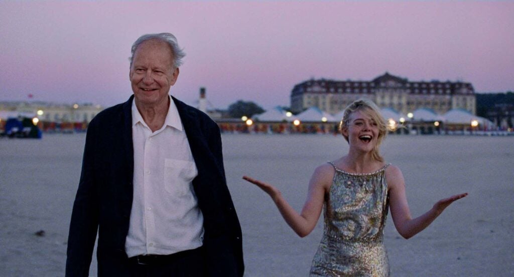 Stellan Skarsgård and Elle Fanning starring in the film Sentimental Value (2025) <br>
