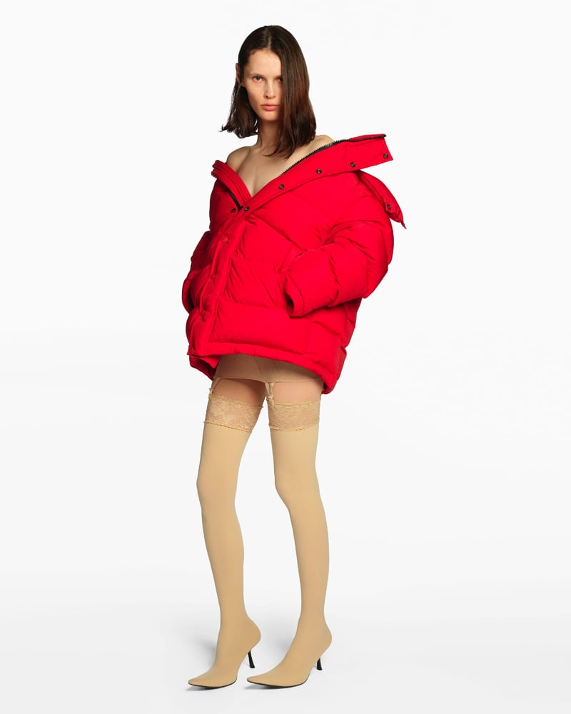 Red down jacket from the Fall/Winter 2016 collection.