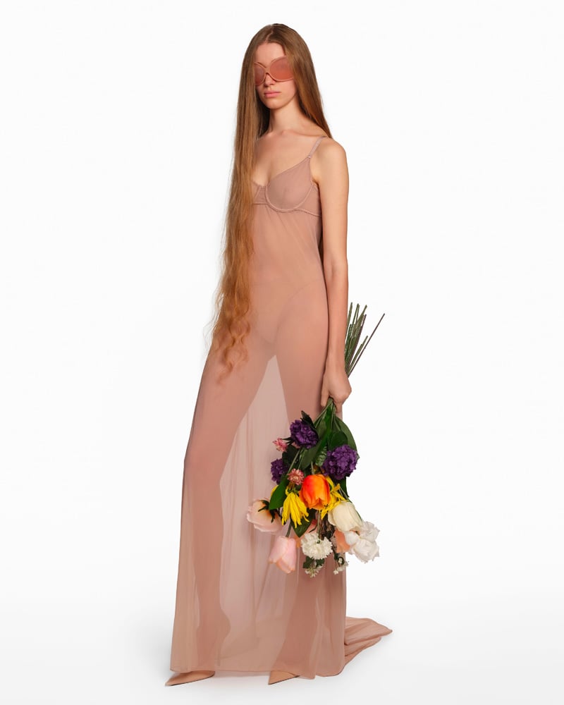 Balenciaga nude tulle dress
