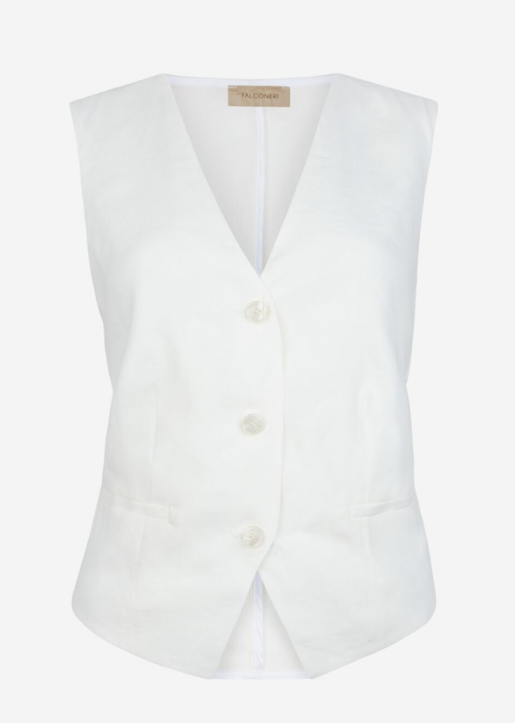 tendance indie sleaze veste sans manche en lin blanc falconeri