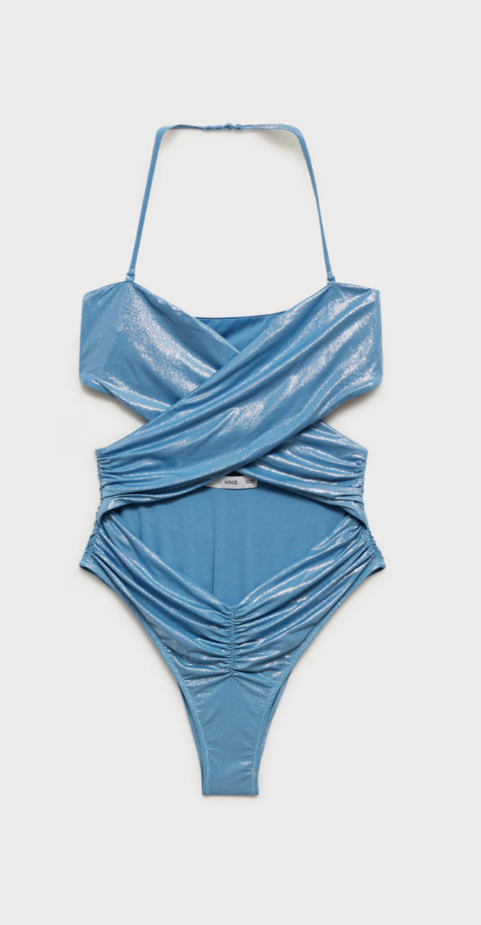 maillot de bain bleu brillant à découpes mango x supriya lele