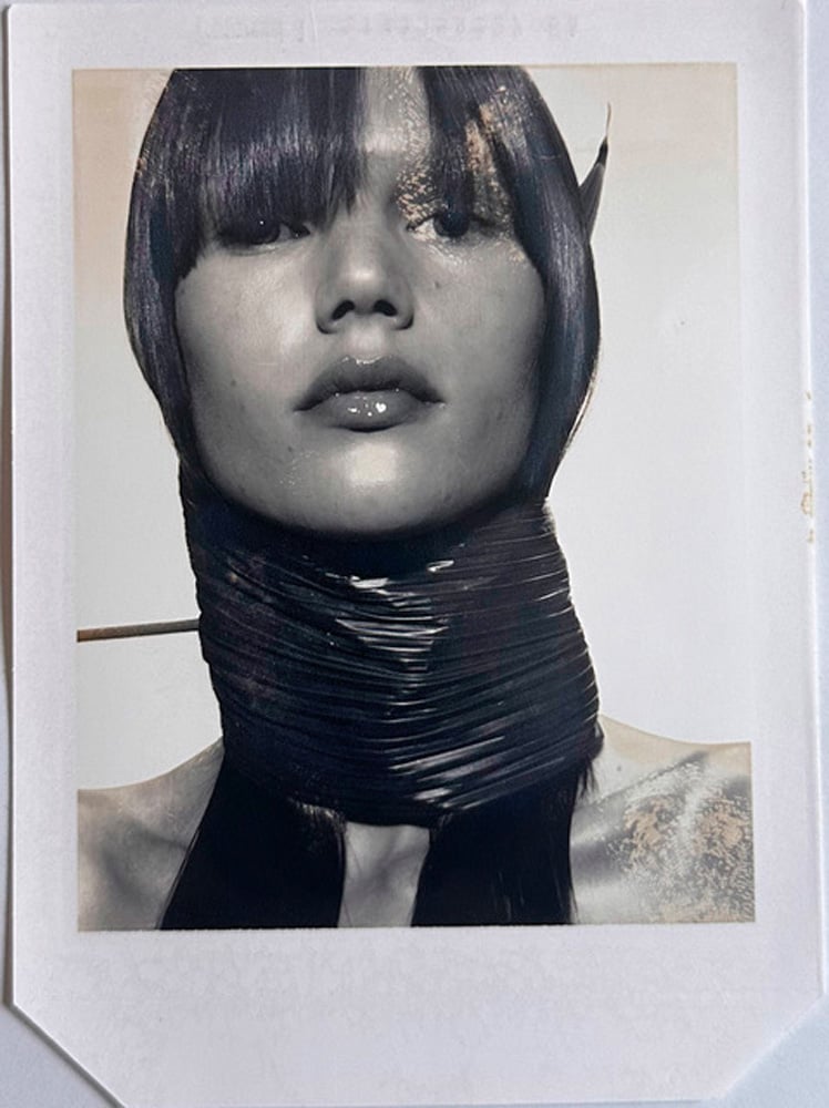 photo de La fille avec une feuille autour du visage et du cou Donna Trope