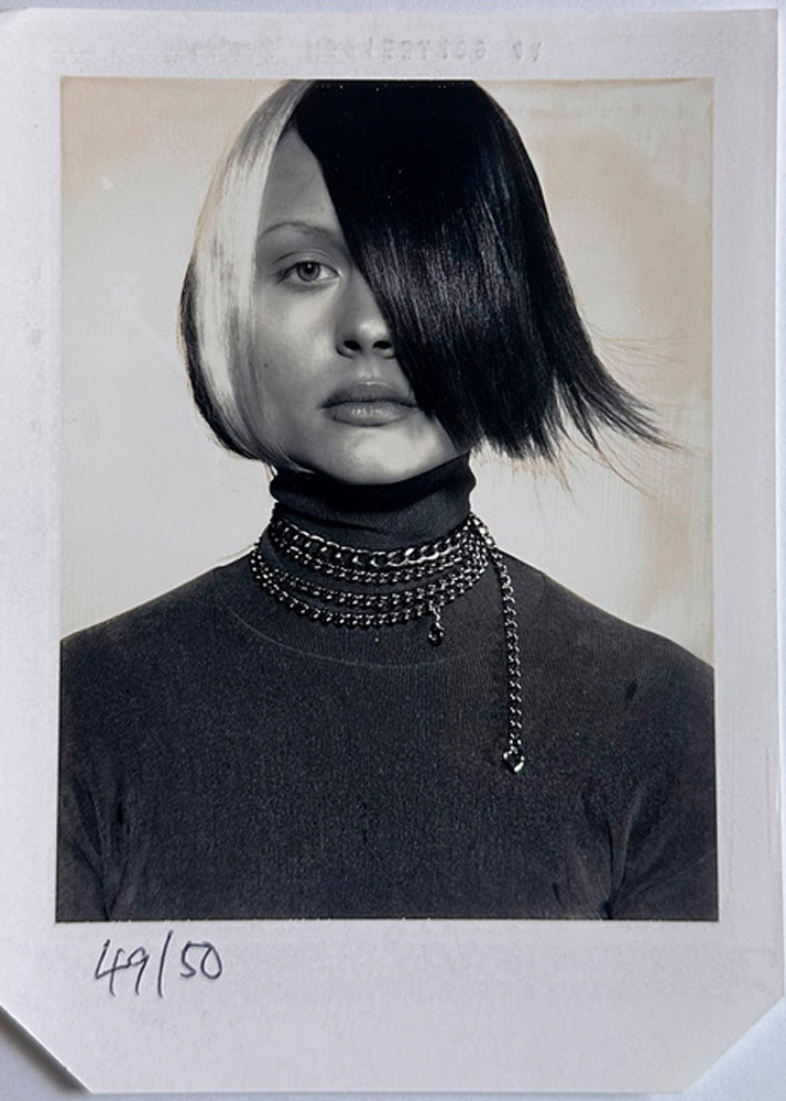 photo de La mannequin avec la chevelure noire et blanche