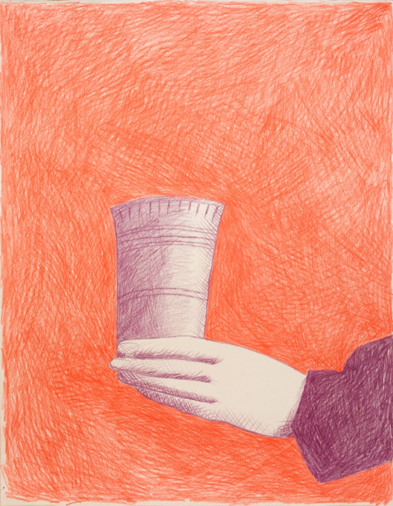 Nathalie du Pasquier, bien en main, 2025
Crayons de couleur sur papier
© photo : Alice Fiorilli