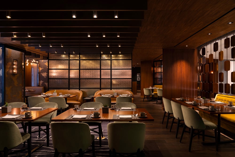 The hotel restaurant of the Four Seasons at The Embarcadero in San Francisco.