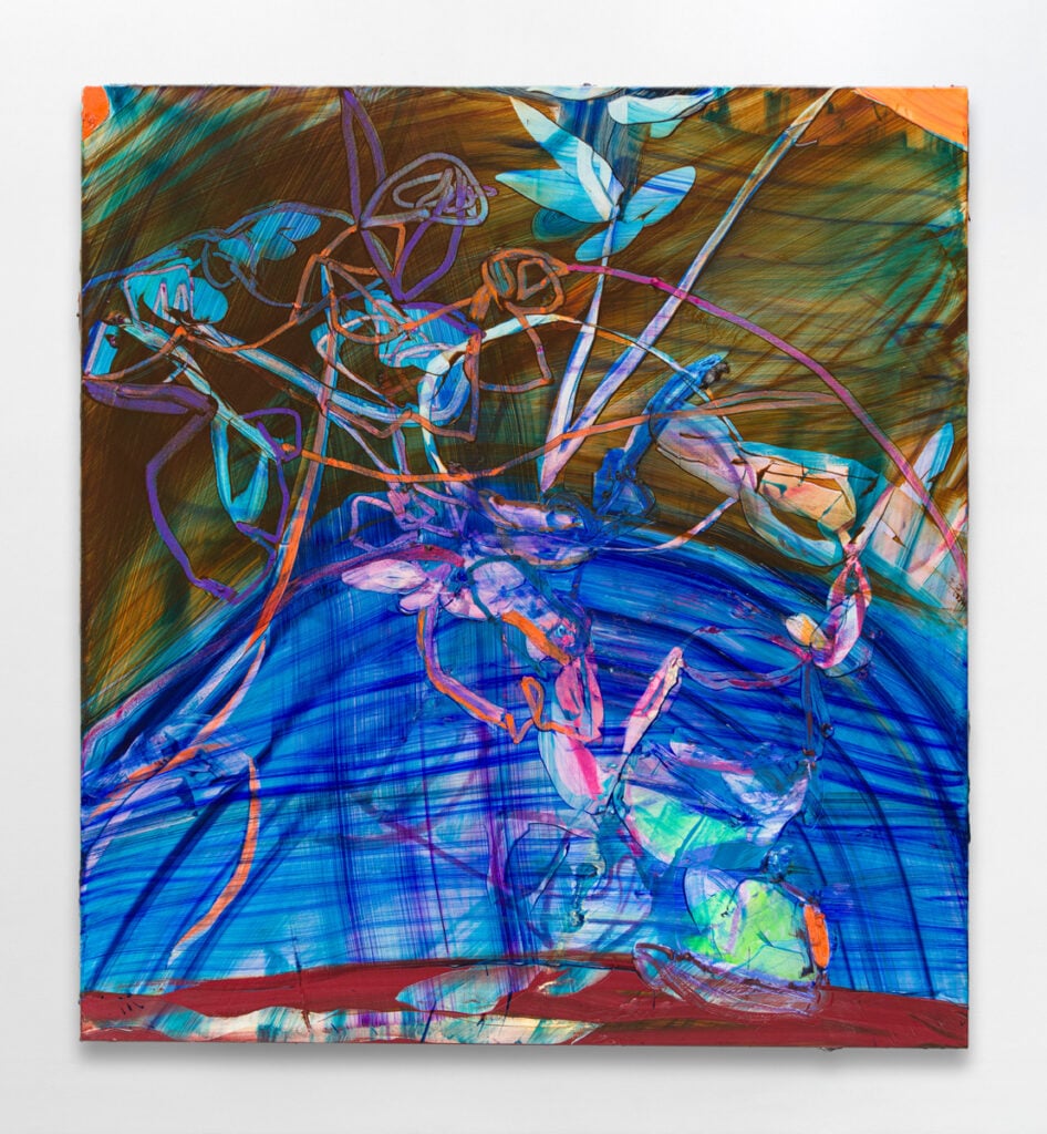 Jadé Fadojutimi, This last leaf just seems to refuse to rest upon the lake (2022). © Jadé Fadojutimi. Photo: Michael Brzezinski. Courtesy the artist and Galerie Gisela Capitain.
