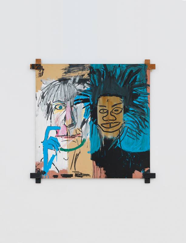 “Dos Cabezas” (1982) de Jean-Michel Basquiat. Acrylique et pastel sur toile. 152,4 x 152,4 x 2,54 cm. Estate of Jean-Michel Basquiat. Licensed by Artestar, New York/Photo : Robert McKeever