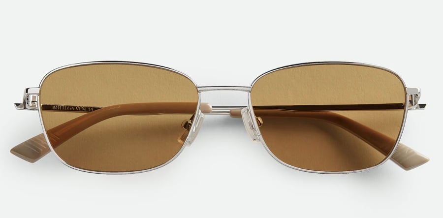 Bottega Veneta smoked-glass, rectangular metal sunglasses
