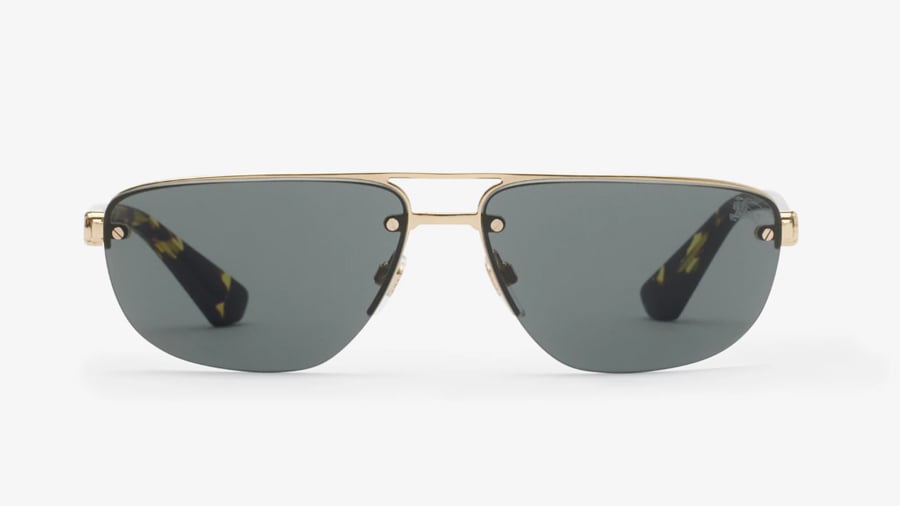 Burberry metal shield, turtoise rectangle-frame sunglasses