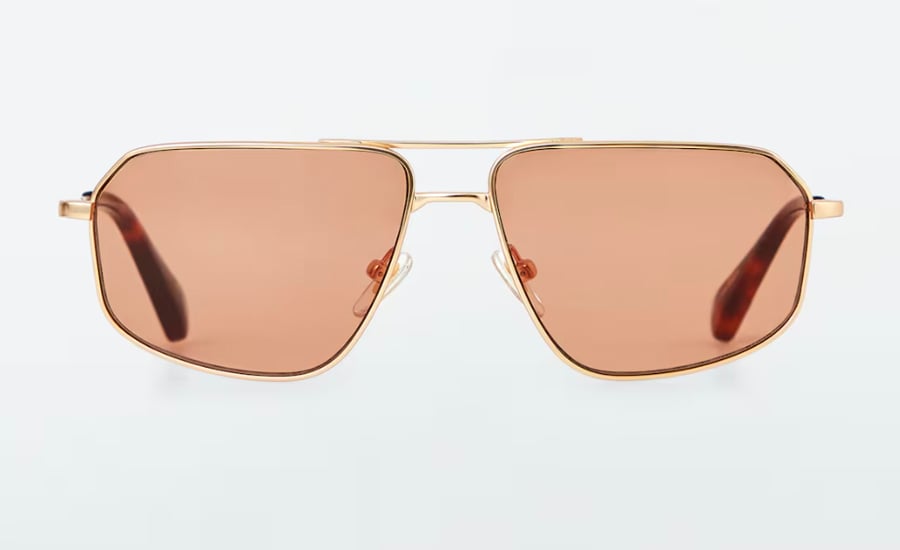 Linda Farrow x COS rectangular, gold metal sunglasses