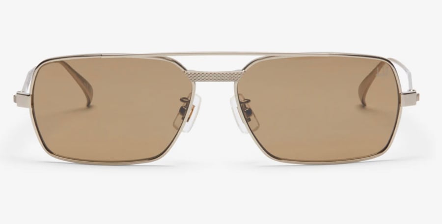 Dunhill metal, rectangular frame and smoked-glass sunglasses