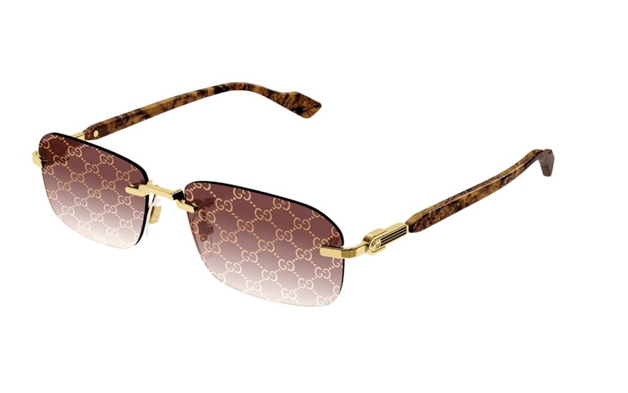Gucci pattern, rectangle-frame sunglasses