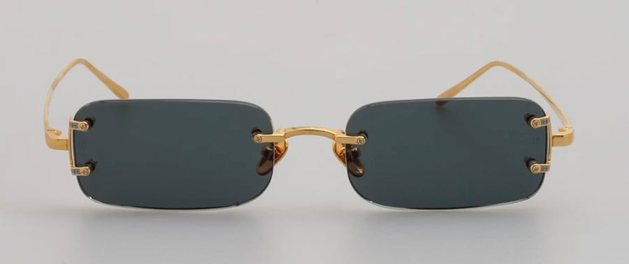 Linda Farrow smoked-glass lenses and yellow gold rectangle-frame sunglasses