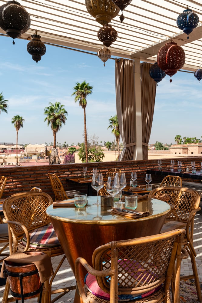 The terasse of the Dardar restaurant in Marrakech.