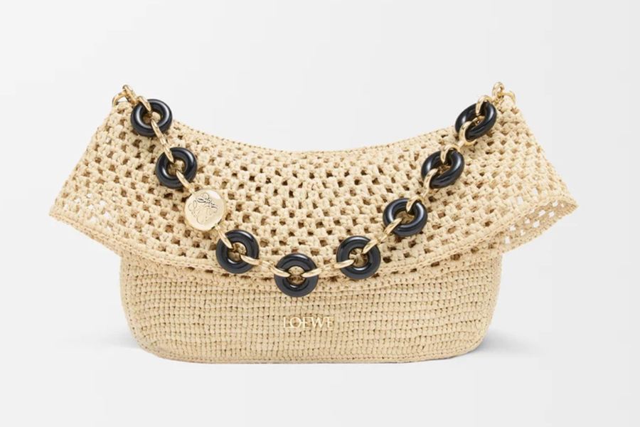 sac en raphia et cuir loewe