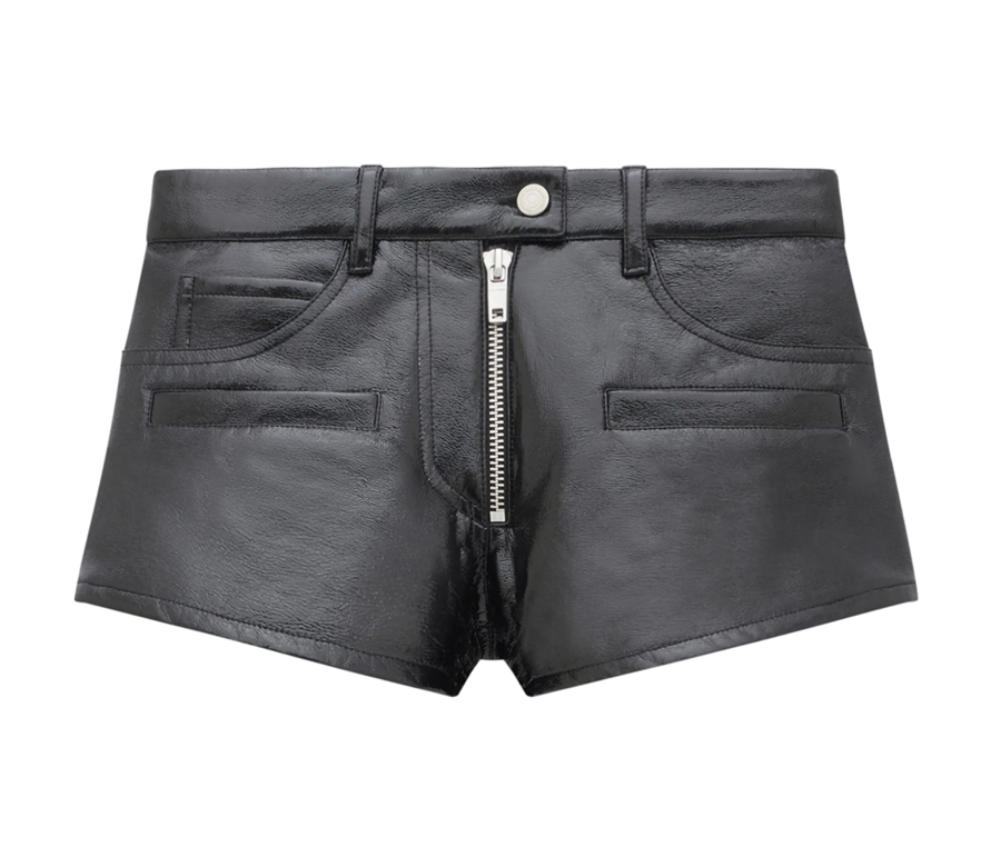 mini short vinyle noir courreges