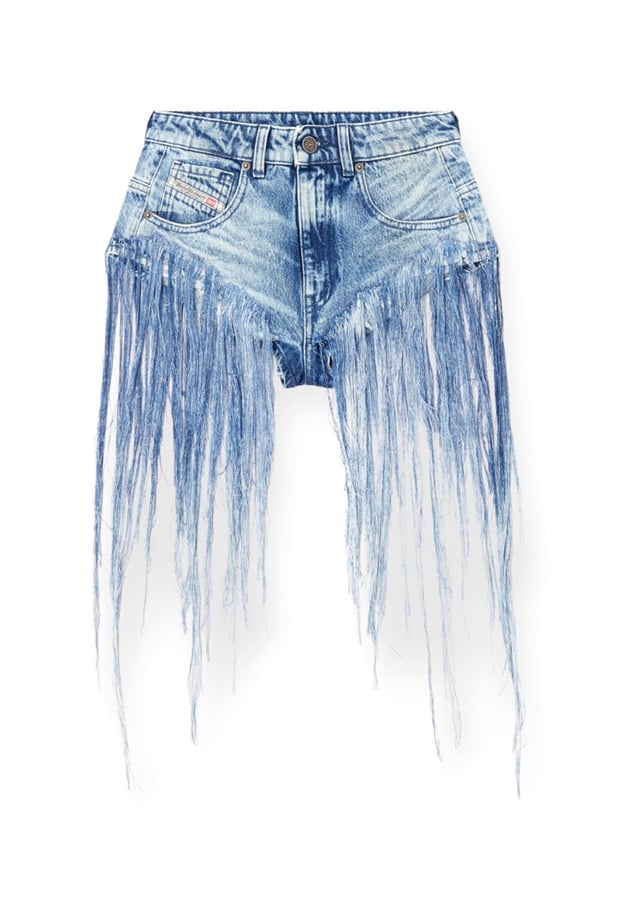 mini short delavé en jean diesel