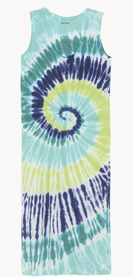 robe tie and dye bleu en lin kujten