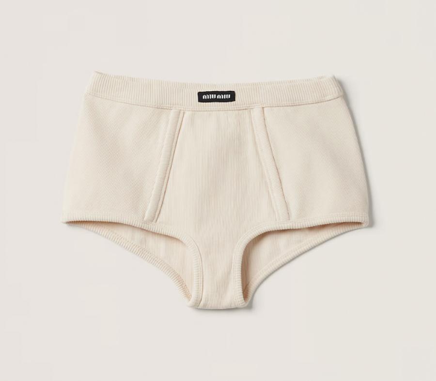 boxer en coton cotele short tendance printemps-ete 2026 miu miu