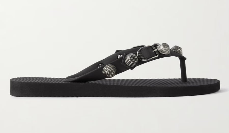 Balenciaga Cagole embellished rubber flip flops