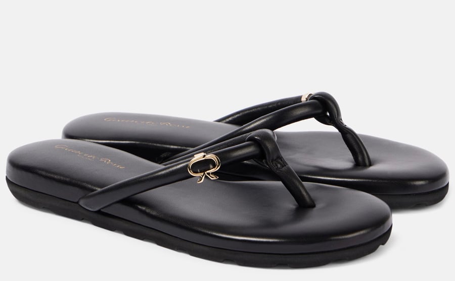 Gianvitto Rossi black leather thong sandals