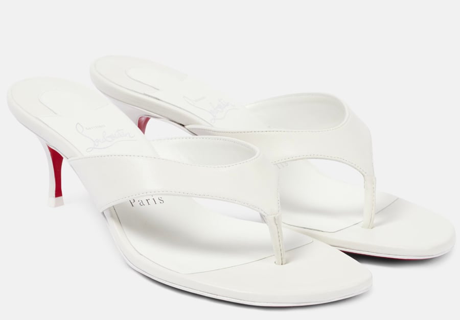 Louboutin white leather mules with heels