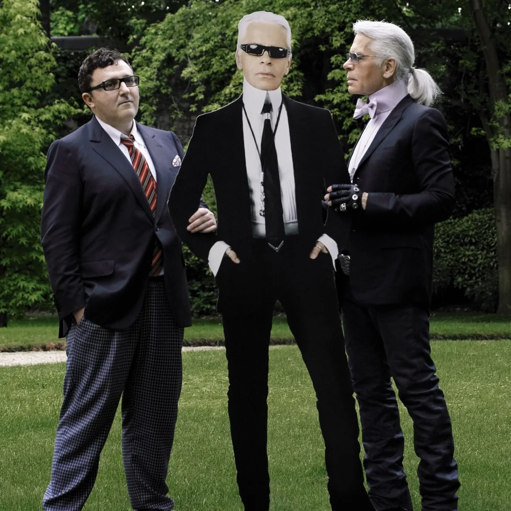 Karl Lagerfeld et Alber Elbaz. Portrait par Karl Lagerfeld.