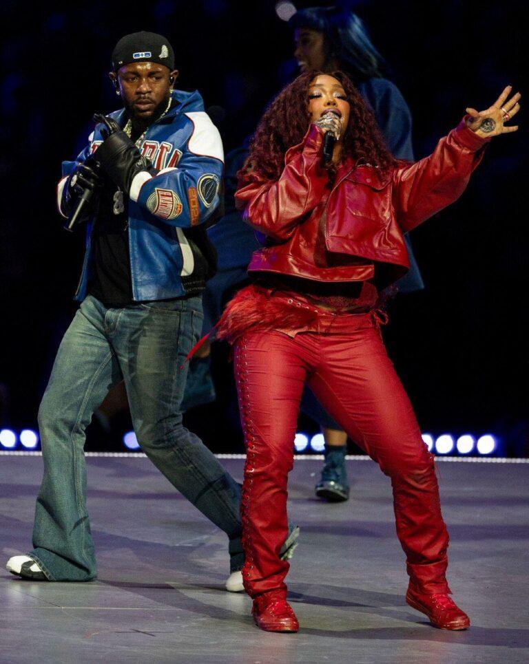 Kendrick Lamar et SZA au Apple Music Super Bowl LIX Halftime Show au Caesars Superdome, à la Nouvelle-Orléans, le 9 février 2025. Photo par Michael Owens/Getty Images.
