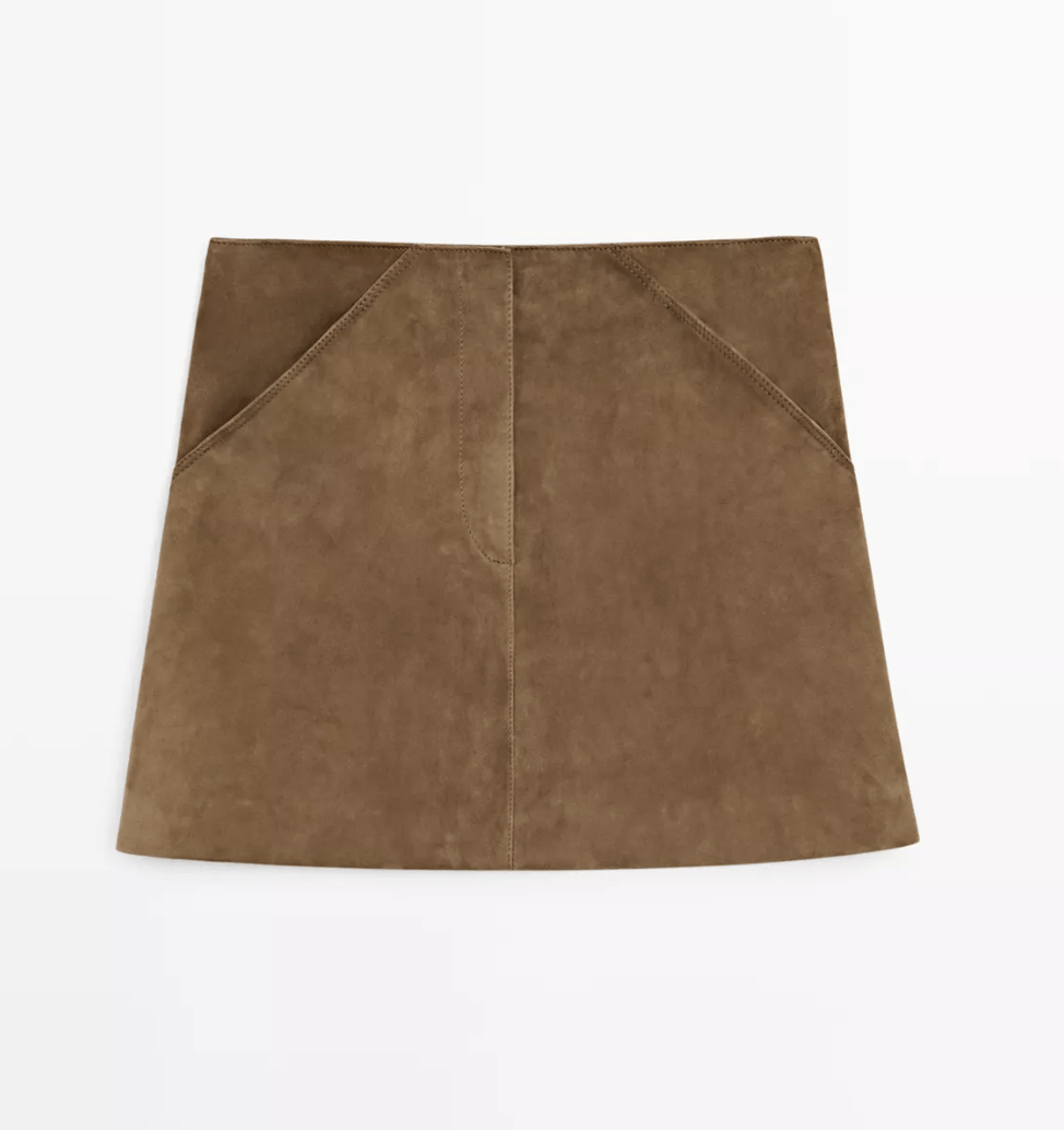 minijupe en daim massimo dutti tendance printemps-ete 2026
