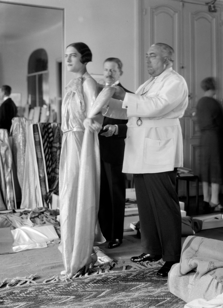 Archival photograph of Paul Poiret and model Renée, exhibited as part of the Paul Poiret exhibition at the Musée des Arts Décoratifs.