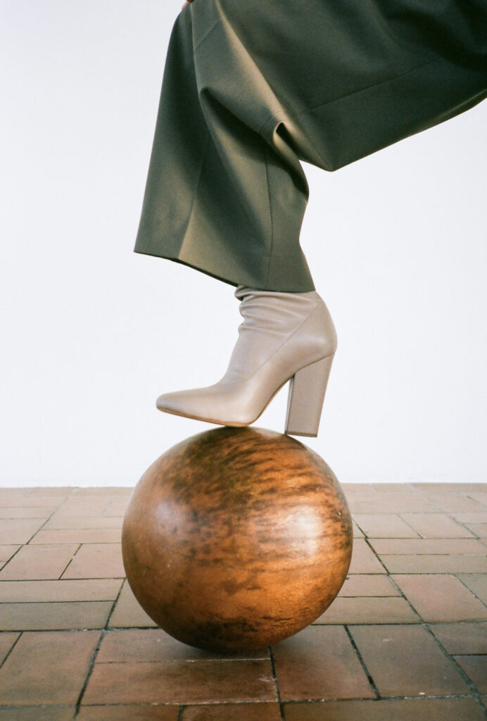 bottes à talon en cuir gris giaborghini