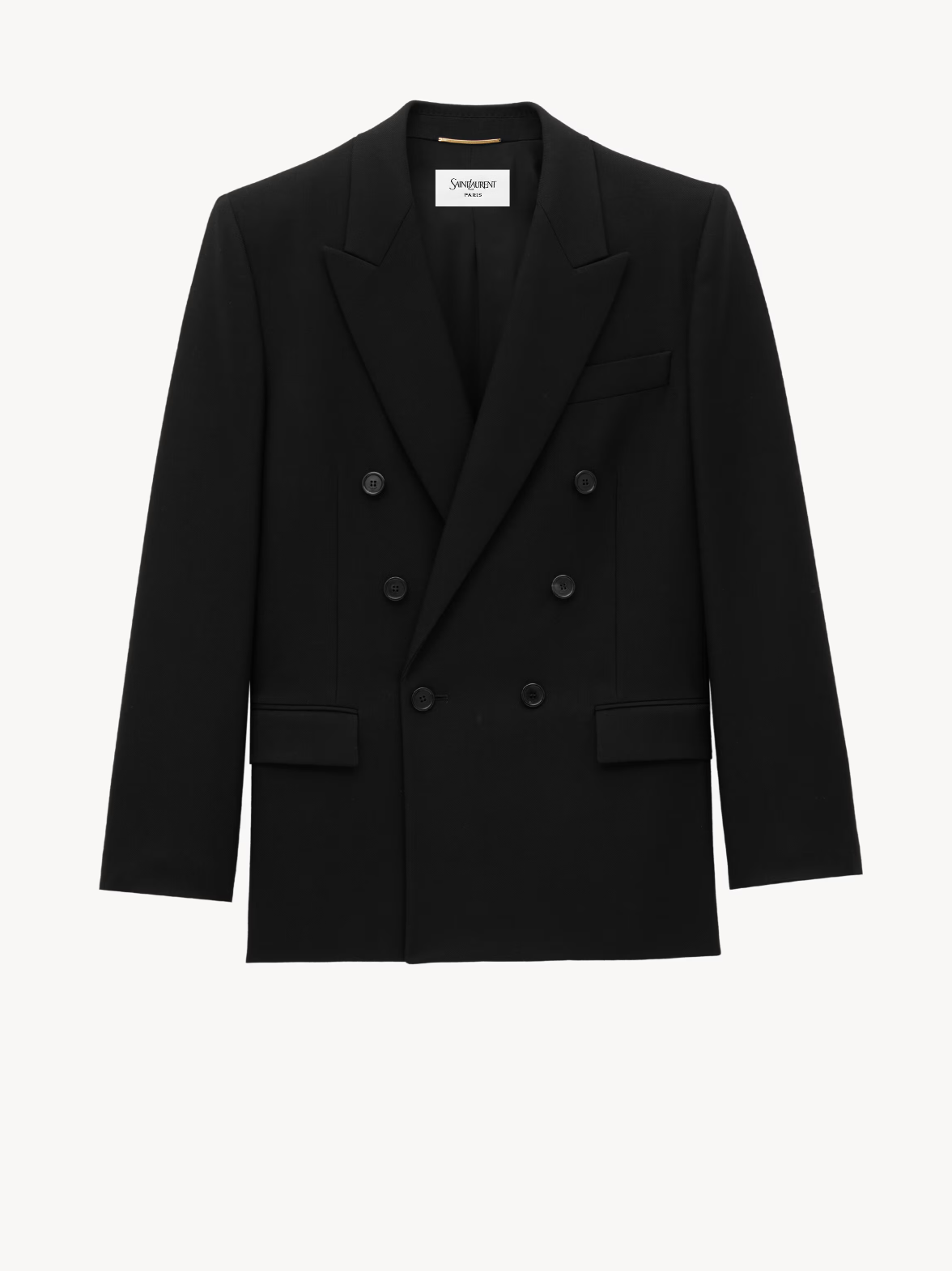 veste de costume noire croisée en gabardine de laine saint laurent officewear