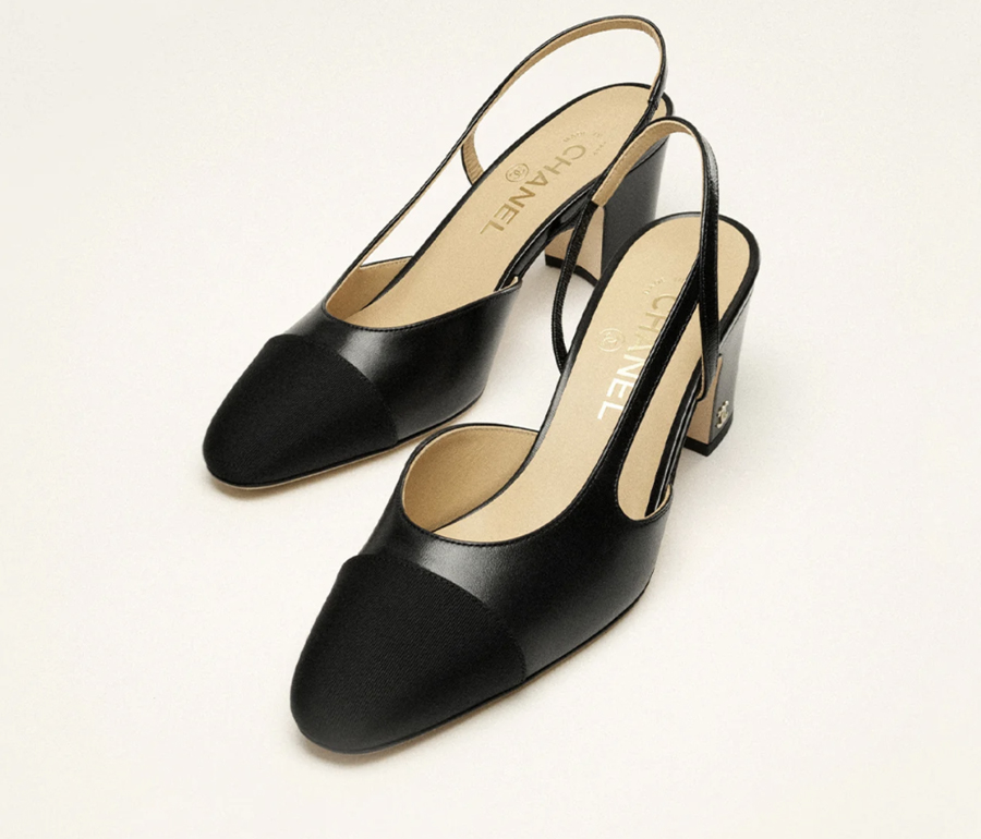 slingbacks en cuir noir chanel officewear 2025