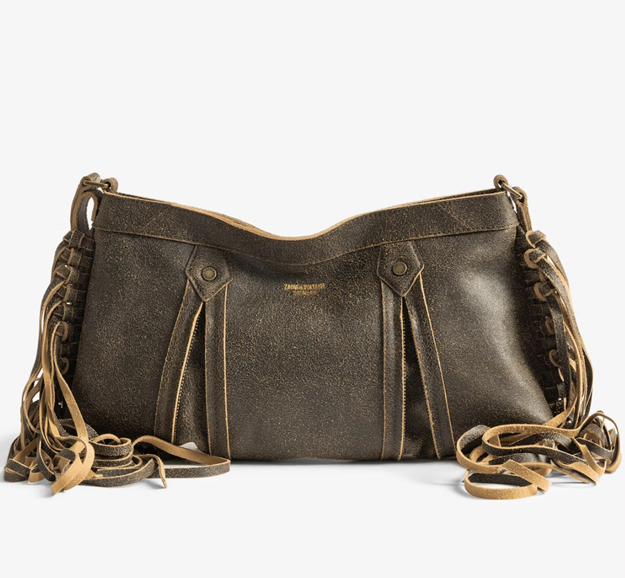 fringed bag in wornout leather by Zadig & Voltaire