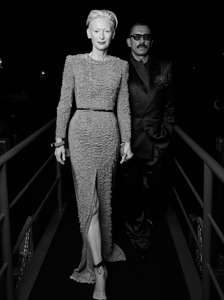 Tilda Swimson à la Mostra de Venise 2025 pour la soirée Tom Ford © Saskia Lawaks.