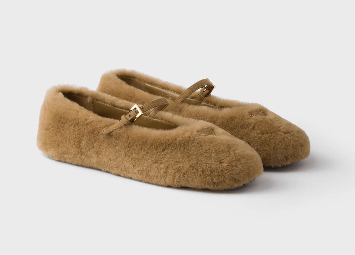 ballerines tendance en shearling prada