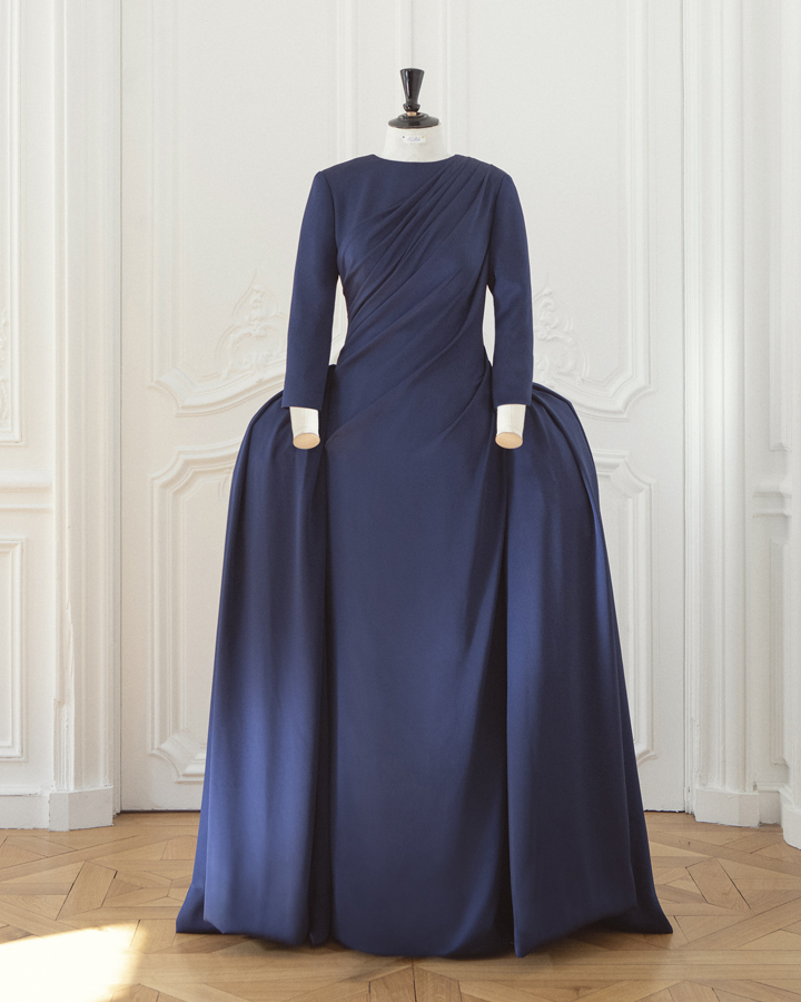 robe dior haute couture en soie bleue