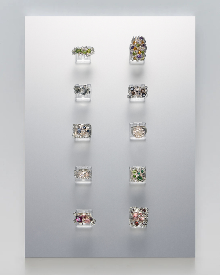 bagues meteor en argent et pierres