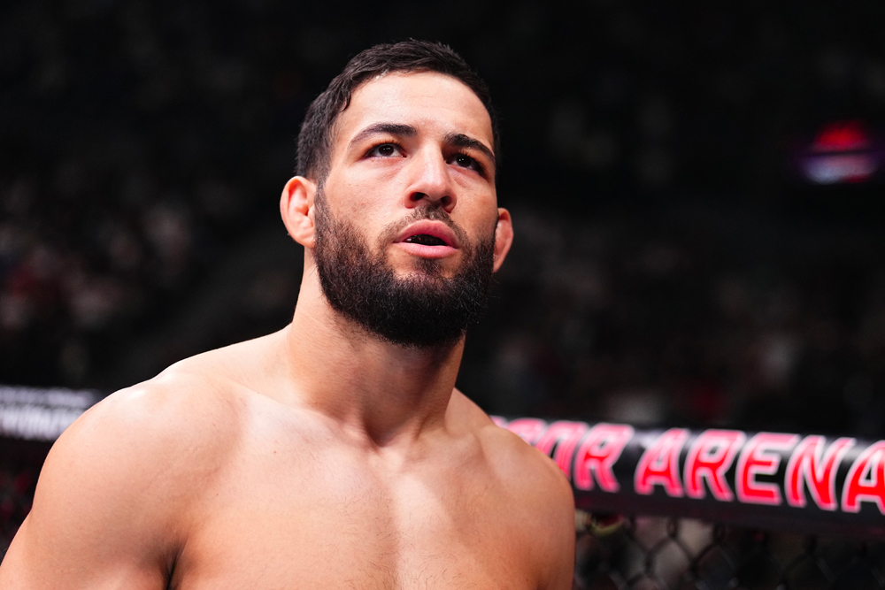 Photo du combattant Nassourdine Imavov à son combat contre Brendan Allen lors de l'évènement UFC Fight Night à Paris en 2024.