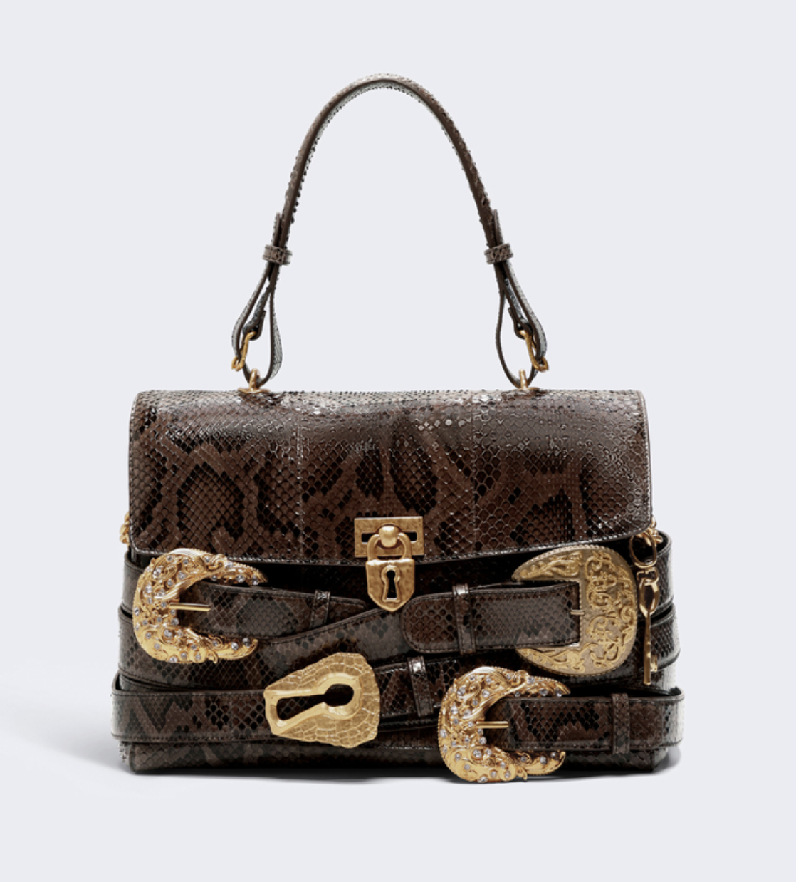 Python skin bag with keyhole detail and belts Schiaparelli