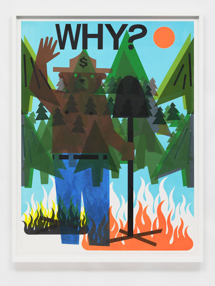 The Bear Minimum (2025) by Nina Chanel Abney. Ink on paper, 159.4 x 118.4 cm Perrotin.