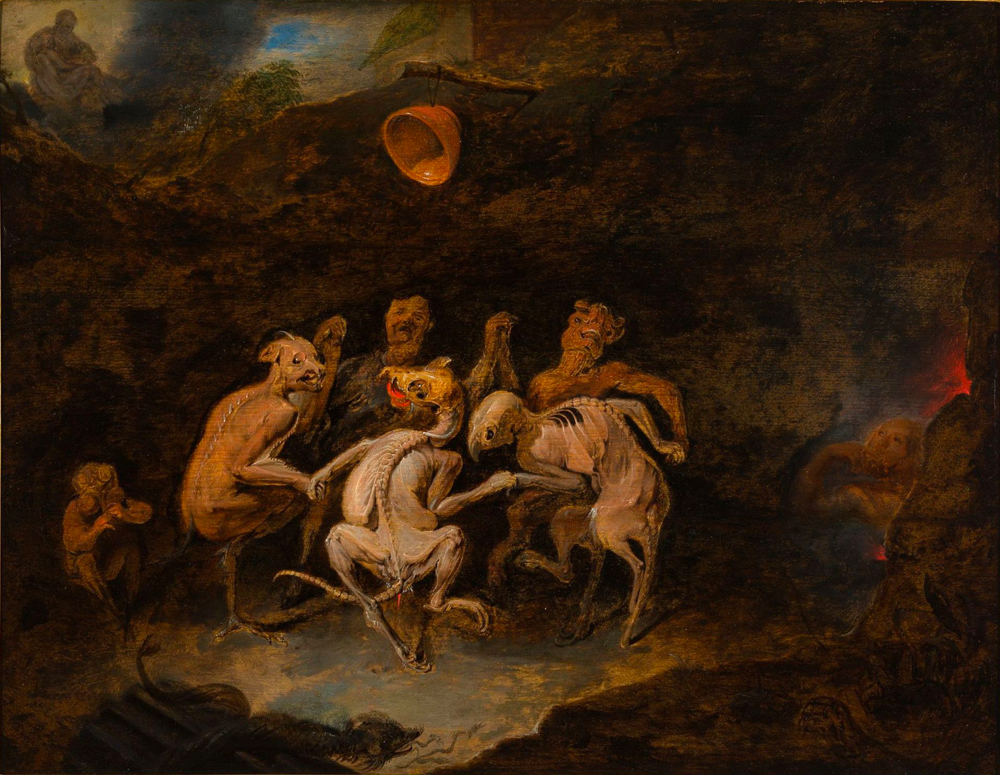 tableau de David Ryckaert III, Ronde des farfadets, scène de sabbat, 1651, conservé au Musée d’art Roger Quillot, Clermont-Ferrand
